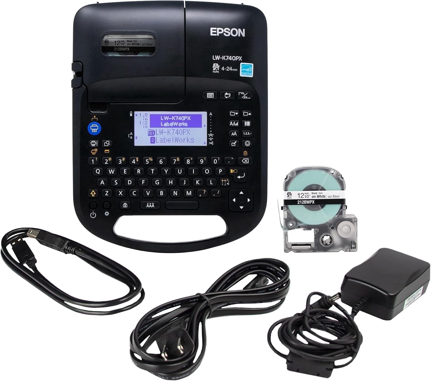Epson LABELWORKS LW-K740PX Industrial Handheld Label Maker - Office, Home & Healthcare, Full Kit, Durable Labels