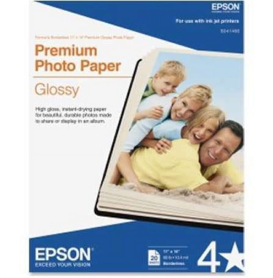 Epson Photo Paper High Gloss - 11.3" x	14.5" x	0.5" - 20 Sheet - White