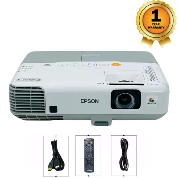 Pre-Owned Epson PowerLite 905 3LCD Projector 3000 ANSI HDMI HD 1080i with Accessories Bundle