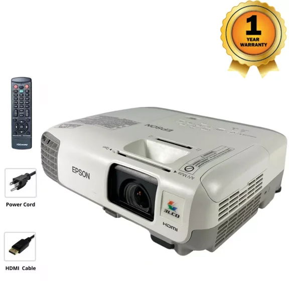 Pre-Owned Epson PowerLite 97H 3LCD Projector 2700 Lumens HD 1080i 2HDMI with Accessories Bundle