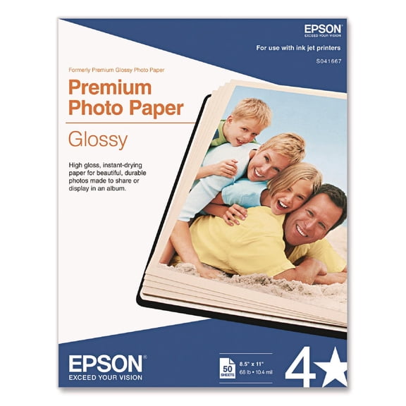 Epson Premium Photo Paper Letter - 11.4" x8.9" x 0.7"- 50 / Pack - White