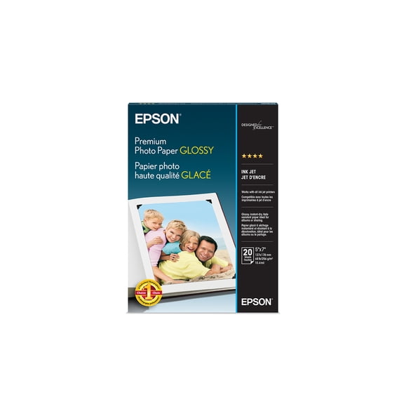 Epson Premium Photo Paper Glossy, Borderless, 5" x 7", 20 sheets