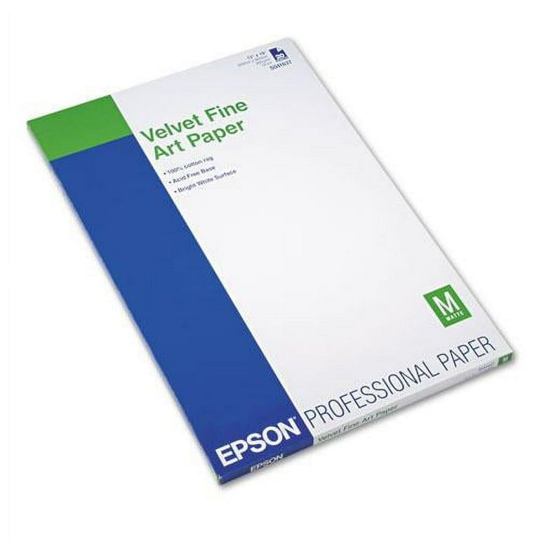 Epson S041637 Velvet Fine Art Paper, 13x19, White, Pack of 20