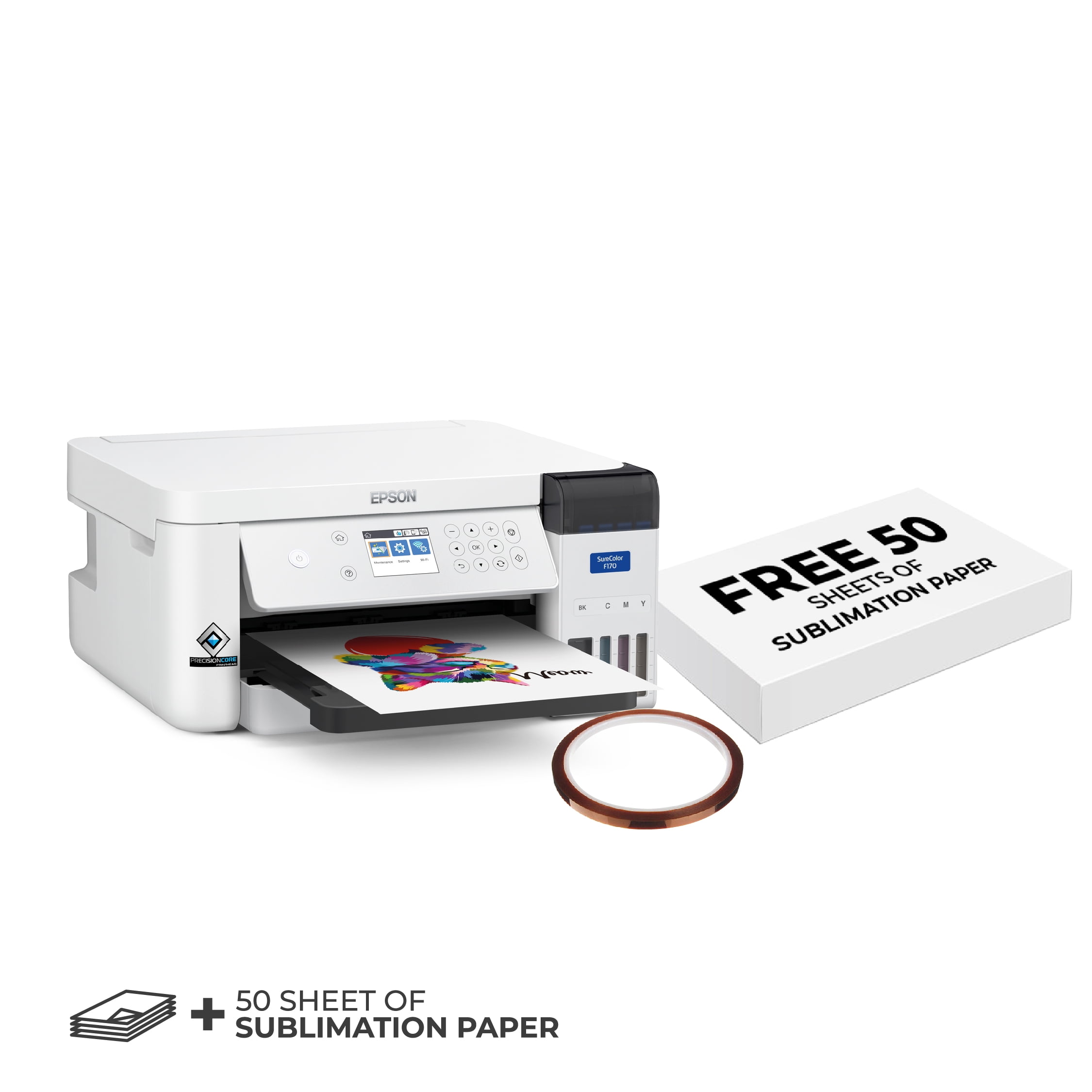 Epson Surecolor F170 Dye Sublimation Printer + 100 sheet sublimation paper  + 1 thermal tape