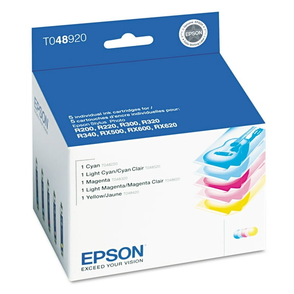 Epson T048920 (48) Quick-Dry Ink, Assorted, 5/PK