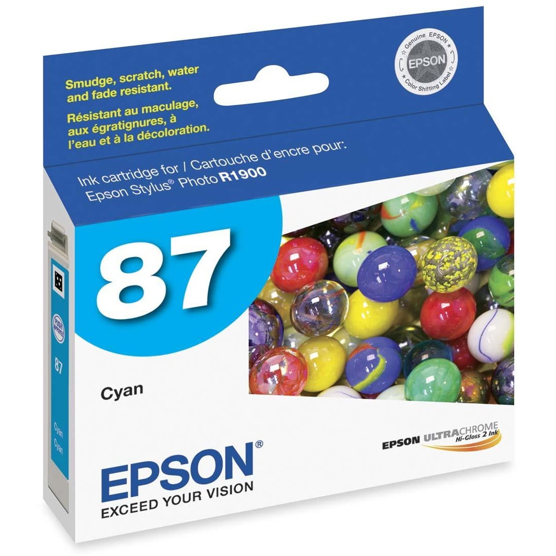 Epson T087220 (87) UltraChrome Hi-Gloss 2 Ink, Cyan -EPST087220
