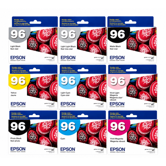 Epson T096 UltraChrome K3 Ink Cartridge Set (T096 Series), Genuine Epson OEM, 9 Pack for Stylus Photo R2880 Sold without Manufacturer Warranty