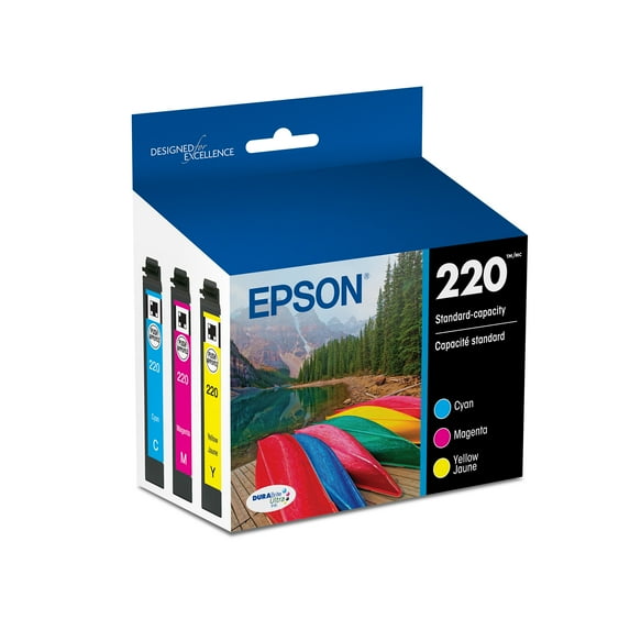 Epson T220520-S (220) DURABrite Ultra Ink, 165 Page-Yield, Cyan/Magenta/Yellow