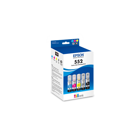 Epson T552 Photo Black, Gray, and Color Combo Ink Bottles, Ultra High Capacity