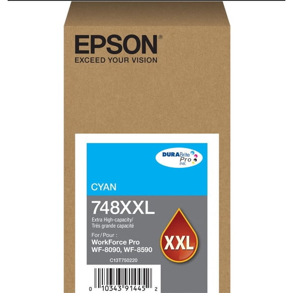 Epson T788XXL Cyan DURABrite Ultra XL Pro High-Yield Ink Cartridge T788220 Genuine Ink Sold Without Manufacturer Warranty