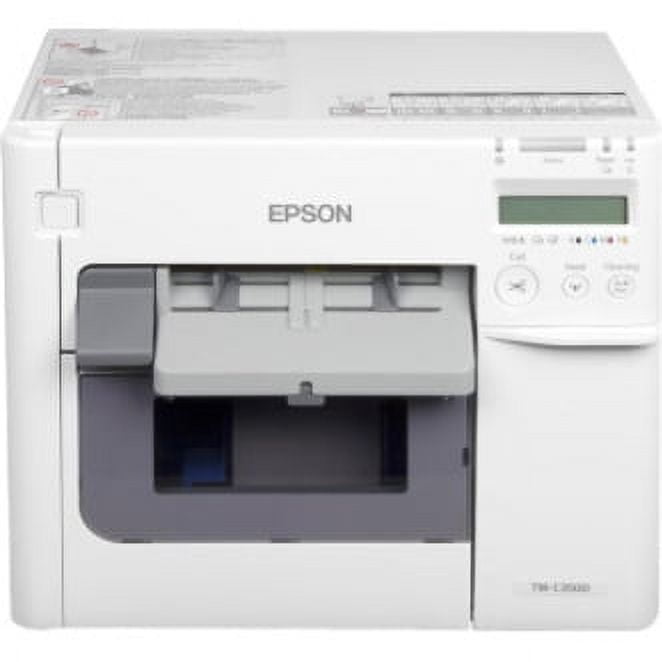 Epson TM-C3500 Desktop Inkjet Printer, Color, Label Print, Ethernet, USB,  With Cutter, White