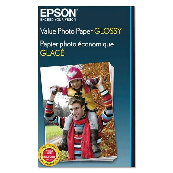 Epson Value Glossy Photo Paper, 9.1 mil, 8 1/2 x 11, White, 50 Sheets/Pack - EPSS400031