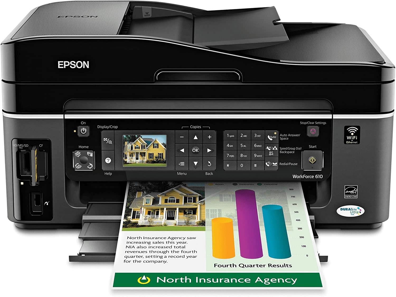 Epson WorkForce 610 Wireless Color Inkjet All-in-One Printer (C11CA50201) 