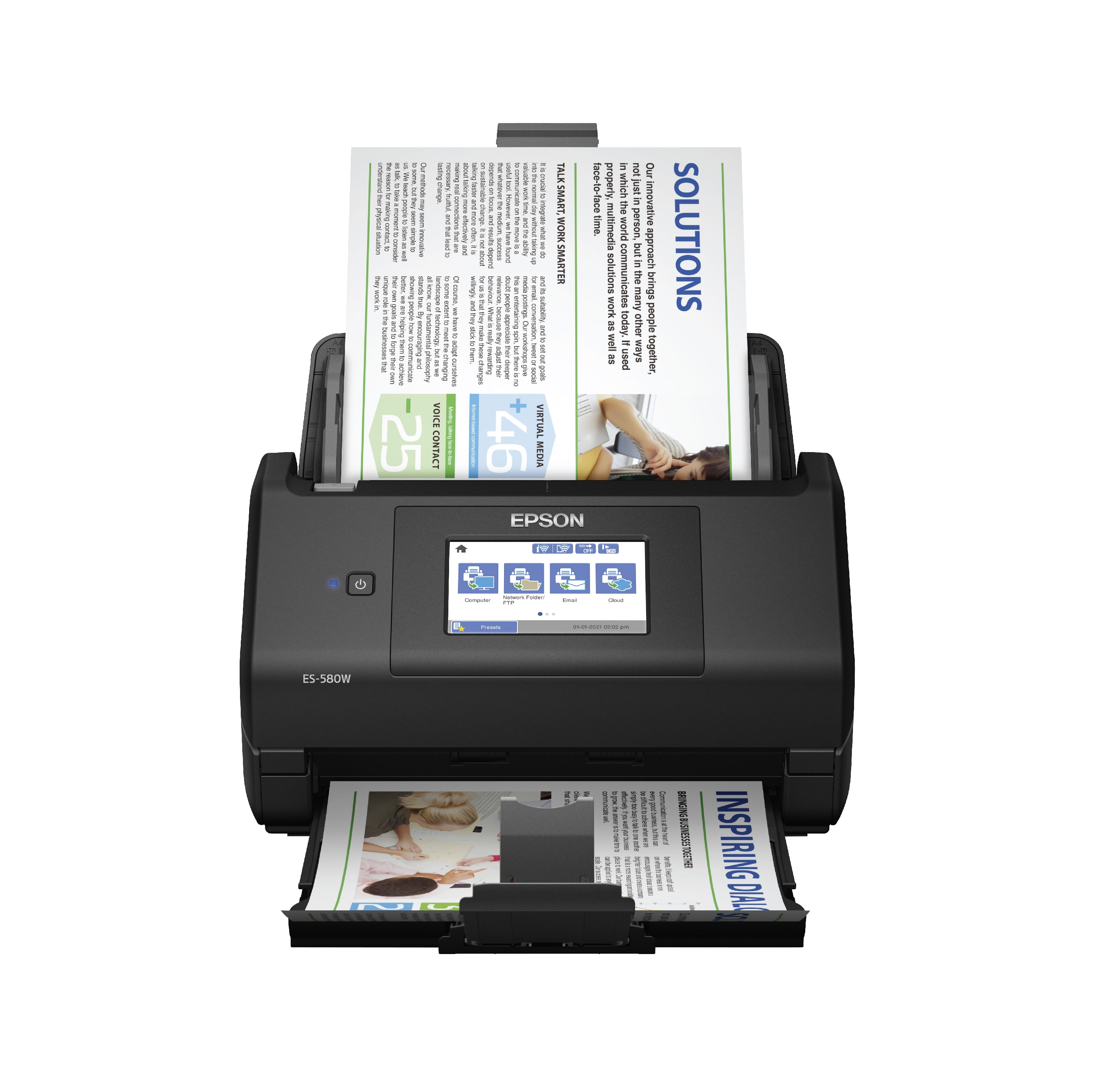 Epson ES-580W Wireless Color Duplex Desktop Document Scanner for PC and Mac with 100-sheet Auto Document Feeder (ADF) Intuitive 4.3" Touchscreen -
