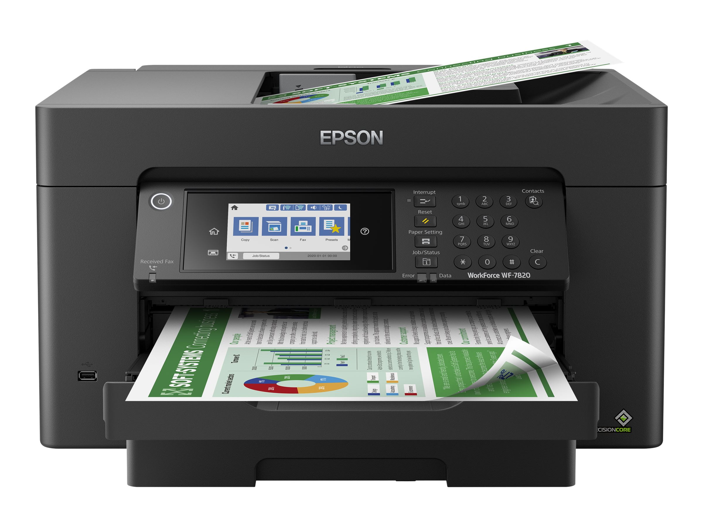 narre ciffer Humanistisk Epson WorkForce Pro WF-7820 Wireless All-in-One Wide-format Printer with  Auto 2-sided Print up to 13" x 19", Copy, Scan and Fax, 50-page ADF,  250-sheet Paper Capacity, and 4.3" Color Touchscreen - Walmart.com