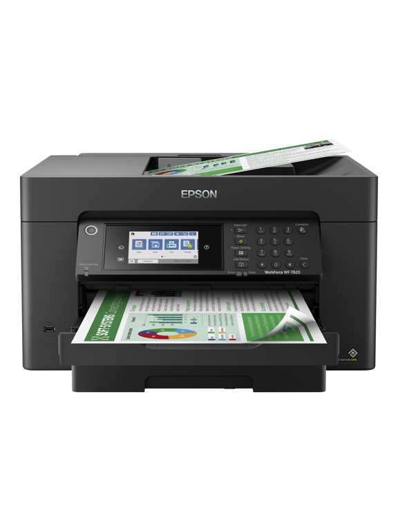 WorkForce Pro WF-7820 Wireless All-in-One Wide-format Printer with Auto 2-sided Print up to 13" x 19", Copy, Scan and Fax, 50-page ADF, 250-sheet Paper Capacity, and 4.3" Color Touchscreen