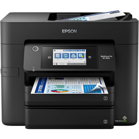 Epson Workforce Pro WF-4834 Wireless All-in-One Printer with Auto 2-Sided Print Copy, Scan and Fax, 50-Page ADF, and 4.3" Color Touchscreen (Sold without manufacturer warranty)