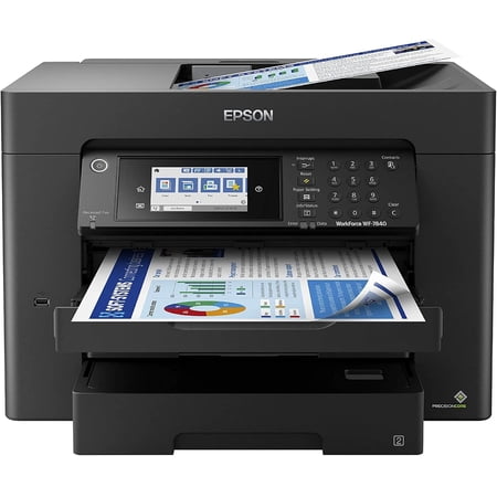 Epson Workforce Pro WF-7840 Wireless All-in-One Wide-Format Printer with Auto 2-Sided Print up to 13" x 19", Copy, Scan, Fax, 50-Page ADF, 500-sheet Capacity (Sold without manufacturer warranty)
