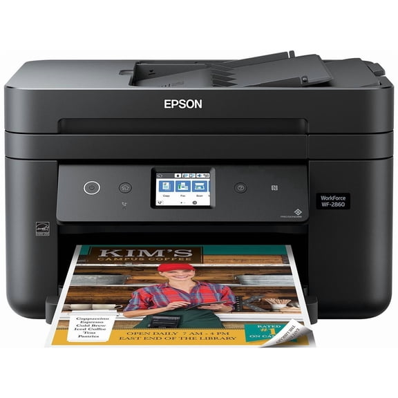 Epson Workforce WF-2860 All-in-One Wireless Color Printer with Scanner, Copier, Fax, Ethernet, Wi-Fi Direct and NFC,