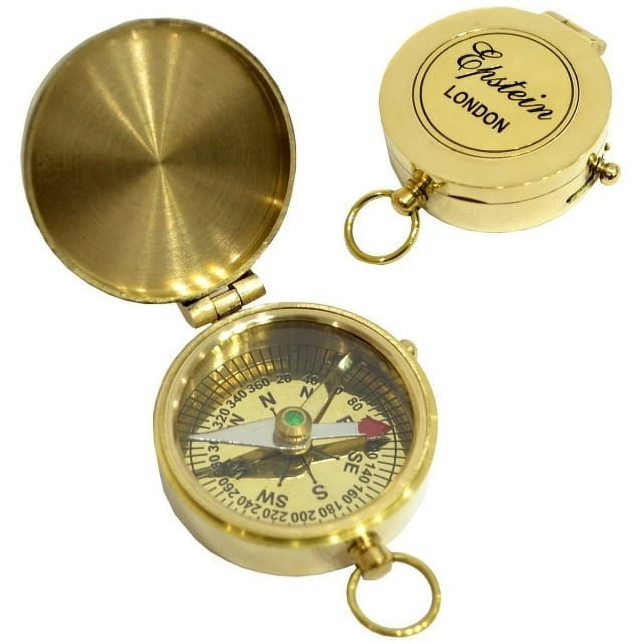 Epstein London Nautical Brass Compass – Vintage Replica with Solid Brass Construction and Polished Finish for Timeless Navigation