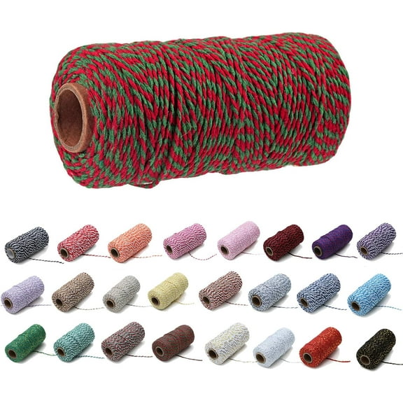 Eqarp Colorful Cotton Cord Bakers Twine 2mm 109 Yard DIY Crafts (Dark Purple White) String Rope for Christmas Wedding Decor