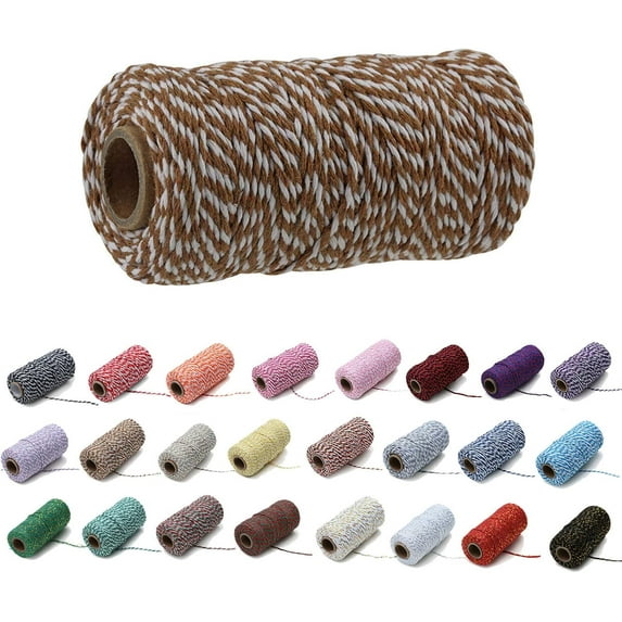 Eqarp Colorful Cotton Cord Bakers Twine 2mm 109 Yard DIY Crafts (Dark Purple White) String Rope for Christmas Wedding Decor