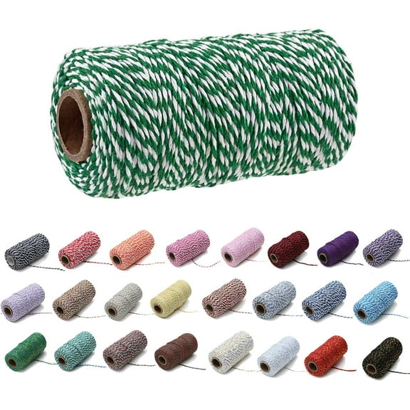 Eqarp Colorful Cotton Cord Bakers Twine 2mm 109 Yard DIY Crafts (Dark Purple White) String Rope for Christmas Wedding Decor