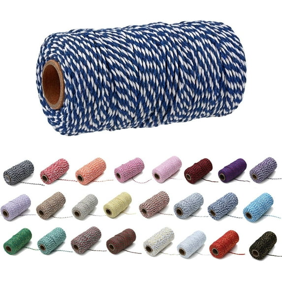 Eqarp Colorful Cotton Cord Bakers Twine 2mm 109 Yard DIY Crafts (Dark Purple White) String Rope for Christmas Wedding Decor