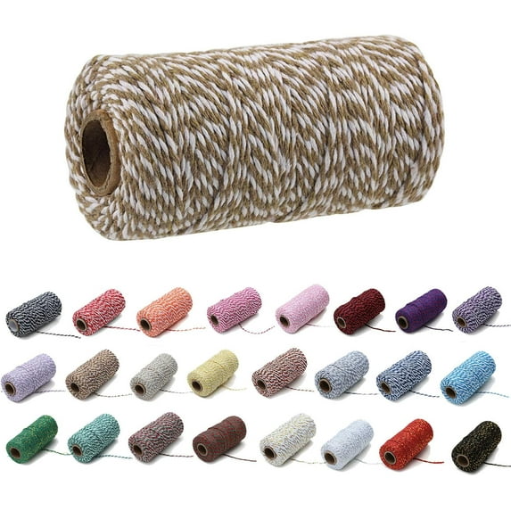 Eqarp Colorful Cotton Cord Bakers Twine 2mm 109 Yard DIY Crafts (Dark Purple White) String Rope for Christmas Wedding Decor
