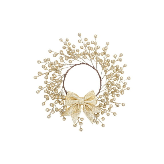 Eqiqhoxyi 13" Christmas Wreath Vines with Berry & Bow - Red/Silver/Gold/White Haning Ornament Holiday Door for Window Door Indoor & Outdoor