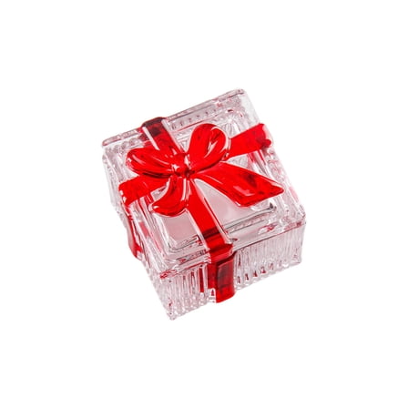 Eqiqhoxyi Christmas & Valentine's Day Crystal Glass Candy Jar with Red Bow (Heart/Square) Romantic Ornament, European Style Storage Bowl with Lid for Home Decor & Gifts