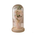 thumbnail image 1 of Eqiqhoxyi Eternal Flower Preserved Rose Bouquet in Glass Dome Elegant Decoration - 8.46x4.33" Romantic Ornament for Valentines's/Christmas Gift & Desktop Decor,Pink, 1 of 5