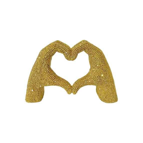 Eqiqhoxyi Heart-Hand Figure European Style Glitter Beaded Statue Decor - Pink/Gold/Silver Home Romantic Ornament for Valentine’s Day, Christmas & Living Room Gift,Gold