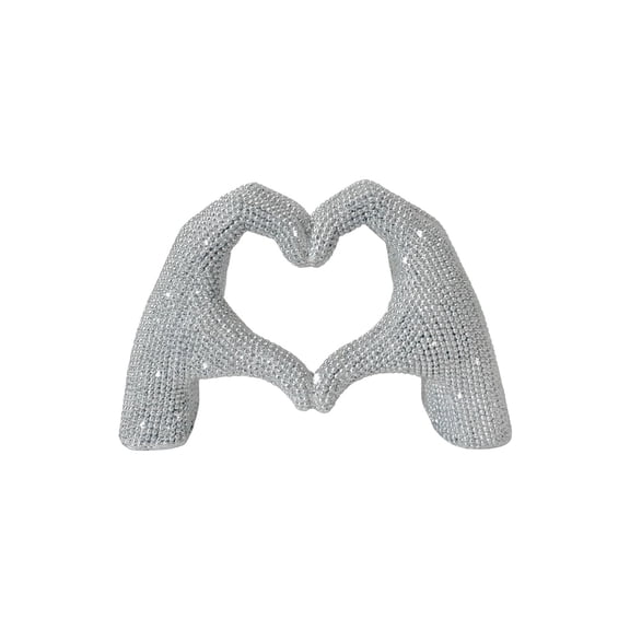 Eqiqhoxyi Heart-Hand Figure European Style Glitter Beaded Statue Decor - Pink/Gold/Silver Home Romantic Ornament for Valentine’s Day, Christmas & Living Room Gift,Silver