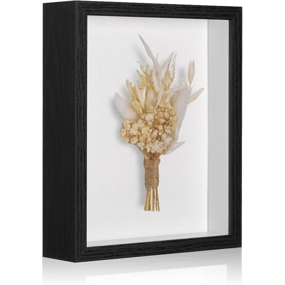 Eqkasio 8x10 Shadow Box Picture Frame Display Cases with Soft Linen Back, Black Deep Shadow Memory Box Frame 8x10 for Birthday Wedding Pet Graduation Items Flower Craft Ticket Photo(Black)