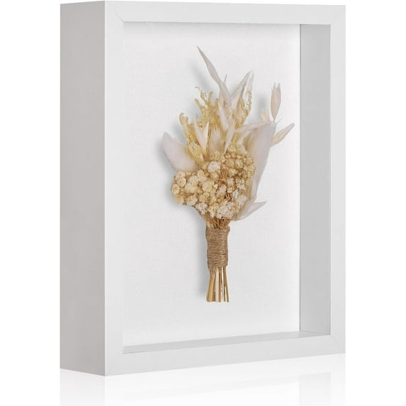 Eqkasio 8x10 Shadow Box Picture Frame Display Cases with Soft Linen Back, White Deep Shadow Memory Box Frame 8x10 for Birthday Wedding Pet Graduation Items Flower Craft Ticket Photo(White)