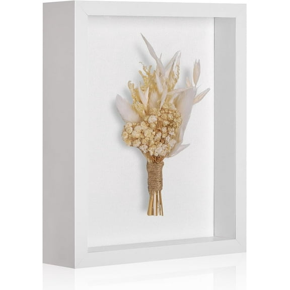 Eqkasio 8x10 Shadow Box Picture Frame Display Cases with Soft Linen Back, White Deep Shadow Memory Box Frame 8x10 for Birthday Wedding Pet Graduation Items Flower Craft Ticket Photo(White)
