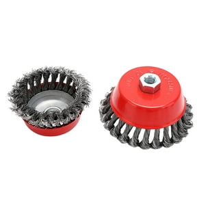 Eqslft 1 Pack 4 Inch Wire Cup Brush for 4 1/2 Angle Grinder, Twist Knotted Carbon Steel Wire Wheel with 5/8"-11 UNC Thread Arbor for Removing Rust,Paint
