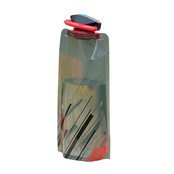 Eqslft 1 Pack 700 ml Collapsible Water Bottle,Portable Leakproof Bag for Drinking Foldable Flat Water Bottles for Camping Traveling Biking Hiking