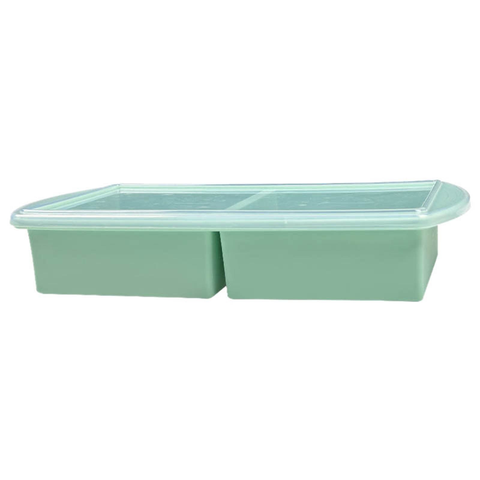 Eqslft 1-Pack Silicone Freezer Tray with Lid for Soup Ice Cubes, 2-Cup Large Ice Cube Tray - Soup Broth Sauce Meal Portion Freezer Storage Containers(Green)