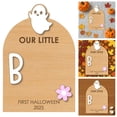 thumbnail image 1 of Eqslft 10Inch Baby's First DIY Footprint Or Handprint Art Wooden Milestone Card Keepsake,My First Halloween Sign,for Photo Props,Babies Boo Basket Stuffers, 1 of 8