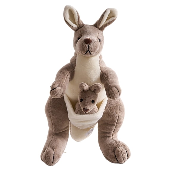 Eqslft 11 Inch Kangaroo Plush Toy with a Little Baby Kangaroos Stuffed Animal Doll Lifelike Stuffed Animal Soft Cuddly Gift for Kids Boys Girls
