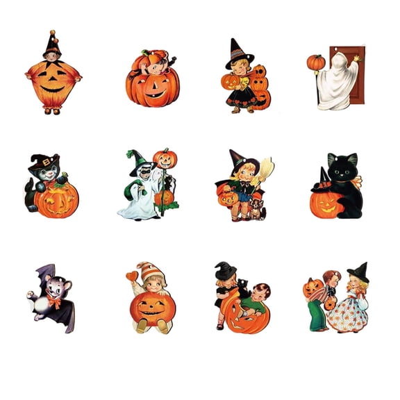 Eqslft 12 Pcs Vintage Halloween Ornaments for Tree Decorations, Hanging Pendant for Party Festival Holiday Scary Atmosphere