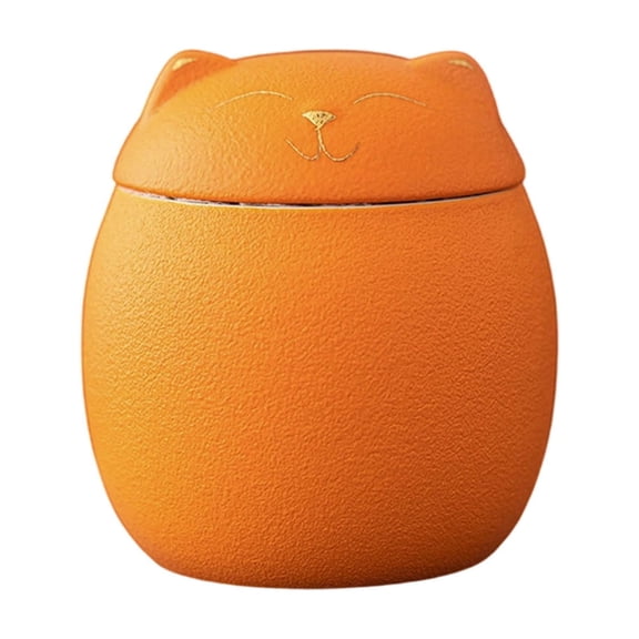 Eqslft 180 Ml Ceramic Jar Embossed Cat Small Candy Dish Sugar Bowl Storage Jar Canister with Seal Lid, Protective And Airtight For Living Area