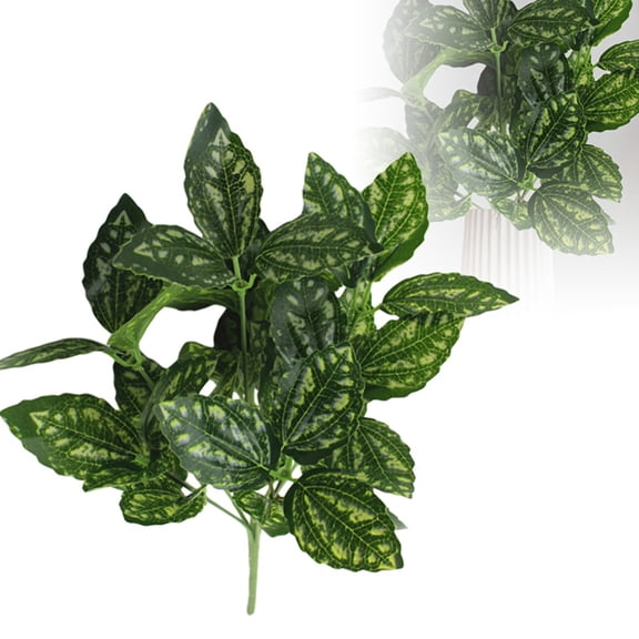 Eqslft 1PC Artificial Variegated Leaf Stems, Pothos and Calathea Foliage, Greenery Picks for Floral Arrangements, Home Decor, and Office Styling