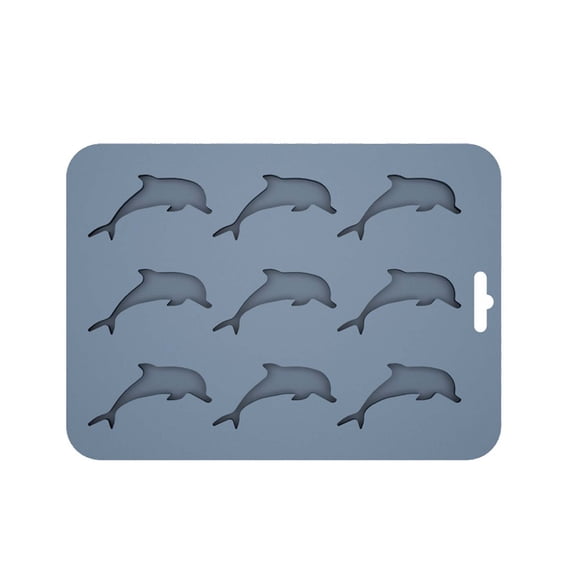 Eqslft 1PC Cute 3D Animal Shaped Objects Silicone Tray,12 Cavity Silicone Candy Molds For Candy Chocolate Cake Decorations,Easy Release And Stackable Storage(Dolphin)