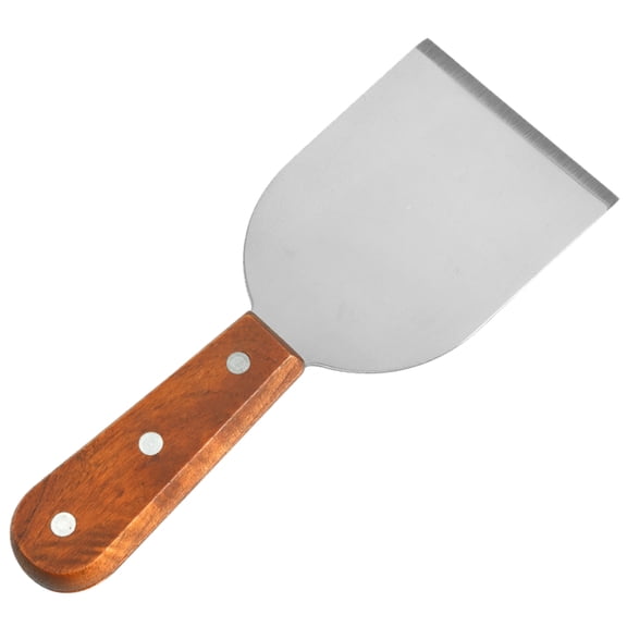 Eqslft 1PC Middle Wide Griddle Scraper, 4 ''x 8 '' Smashed Burger Blade Scraper Grill Scraper Spatula Burger Turner, Wooden Handle Professional Grade Barbecue Grill Accessories