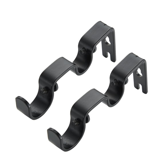 Eqslft 2 PCS Double Curtain Rod Bracket, Heavy Duty Curtain Rod Holders for 1" and 5/8" Drapery Pole Adjustable Wall Mounted Drapery Pole Brackets for Living Room Bedroom
