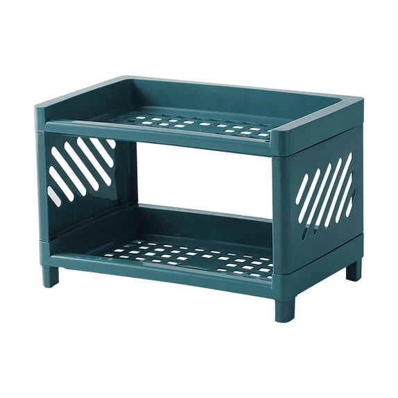 Eqslft 2 Tier Plastic Countertop Shelf Organizer Storage Rack, Multifunction Pantry Storage Organizer Kitchen Spice Rack Bathroom Shelf Organizer Tabletop Shelf Organizer
