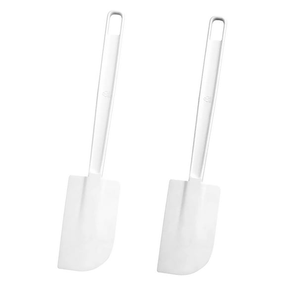Eqslft 2PC Rubber Ended Spatula 24 cm/9.4 inch, White, ABS Handle with Hanging Hole, EVA Blade for use with Non-Stick Cookware, Dishwasher Safe